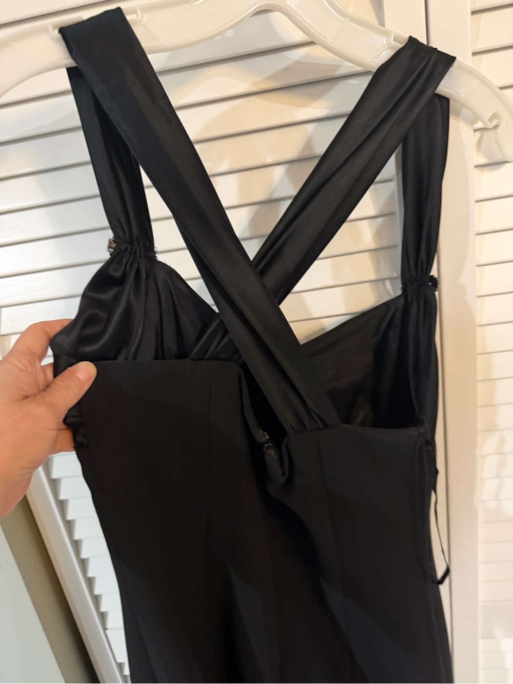 Jones Wear Black Midi Dress with Wide Crossback Straps